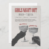 Rode Meisjes Night Out Galentine's party Kaart (Voorkant / Achterkant)