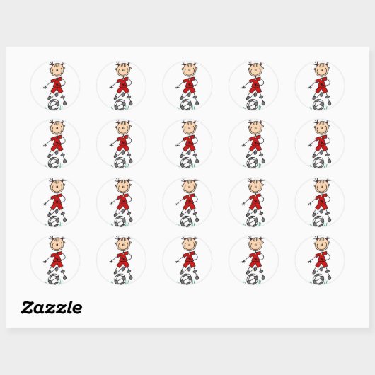 Rode Meisjes Voetbal Sticker (Vel)
