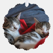 Rode Meowy Kerstmis Kat Foto Kerstmis Ornament Kaart (Achterkant)
