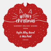 Rode Meowy Kerstmis Kat Foto Kerstmis Ornament Kaart (Voorkant)