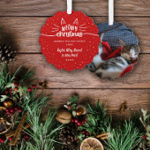 Rode Meowy Kerstmis Kat Foto Kerstmis Ornament Kaart