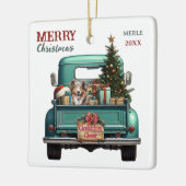 Rode Merle Aussie Hond Retro Truck Kerstmis Keramisch Ornament (Links)