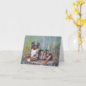 Rode Merle Aussie - Mooie Bloem Kaart (Gele Bloem)