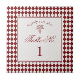 Rode Merlot Harlekijn Geruite Huwelijk Tafel Numme Tegeltje