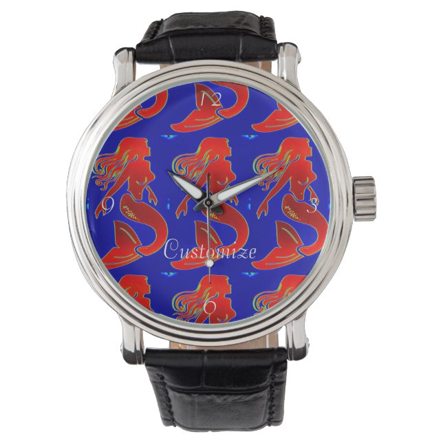 Rode mermaïden Thunder_Cove Horloge (Voorkant)