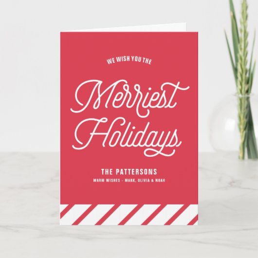 Rode Merriest Feestdagen Retro Typografie Kerst (Voorkant)