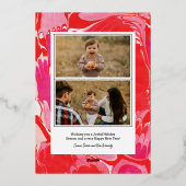 Rode Merry Marble Folie Vakantie Fotokaart Folie Feestdagenkaart (Achterkant)