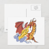 rode, met vuur ademende draak briefkaart (Voorkant / Achterkant)