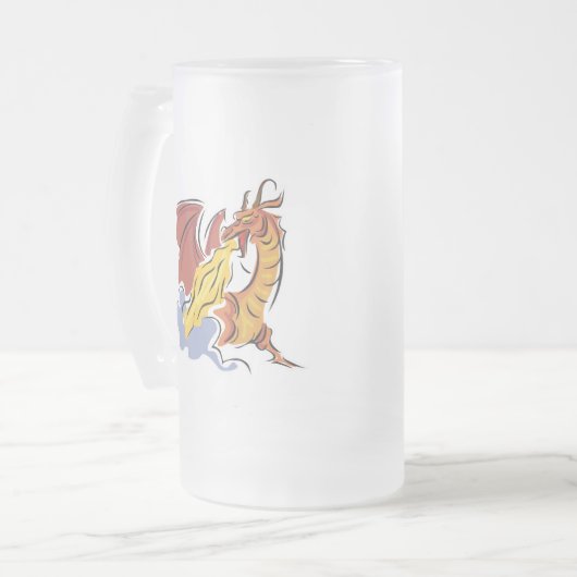 rode, met vuur ademende draak matglas bierpul (Voorkant links)