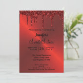 Rode metal glans Sweet Sixteen uitnodiging (Staand voorkant)