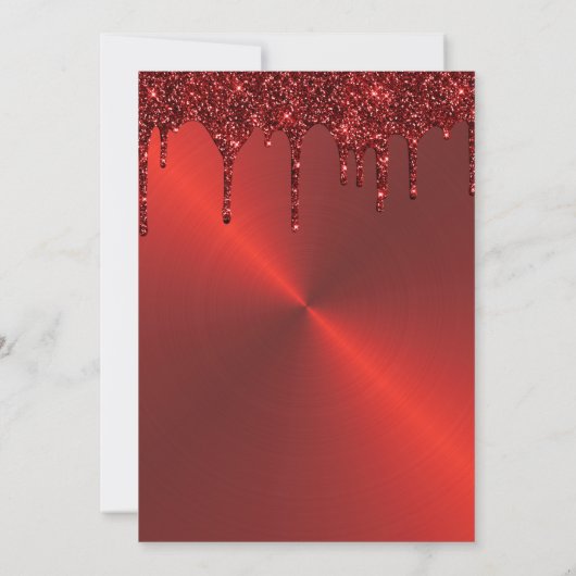 Rode metal glans Sweet Sixteen uitnodiging (Achterkant)