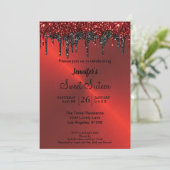 Rode metal glitters Zestienjarige Kaart (Staand voorkant)