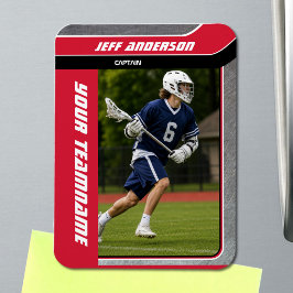 Rode Metal Lacrosse Speler Foto Magneet