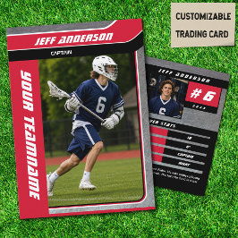 Rode Metal Lacrosse Speler Ruilkaart Contactkaartje