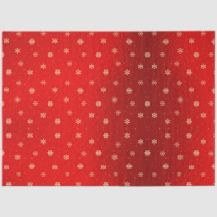 Rode metalen Folie Golden Snowflakes kerst Tissuepapier