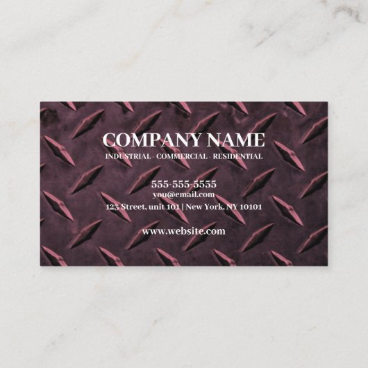 Rode Metalen Textuur Custom Construction Worker Visitekaartje (Achterkant)