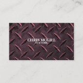 Rode Metalen Textuur Custom Construction Worker Visitekaartje (Voorkant)