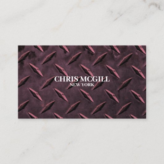 Rode Metalen Textuur Custom Construction Worker Visitekaartje (Voorkant)