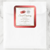 Rode metalen witte glitteretiketten toevoegen Logo Vierkante Sticker (Tas)