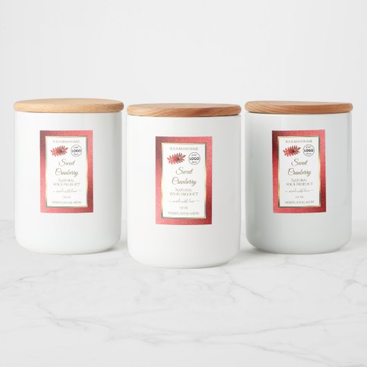 Rode metalen witte glitteretiketten toevoegen Logo Voedselcontainer Etiket (Flessen)