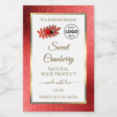 Rode metalen witte glitteretiketten toevoegen Logo Voedselcontainer Etiket (Enkel label)