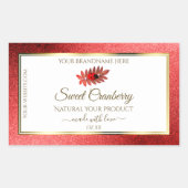 Rode metalen witte glitteretiketten van het Produc Rechthoekige Sticker (Voorkant)