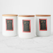 Rode metalen zwarte gellitteretiketten toevoegen L Voedselcontainer Etiket (Flessen)