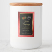 Rode metalen zwarte gellitteretiketten toevoegen L Voedselcontainer Etiket (Voorkant)