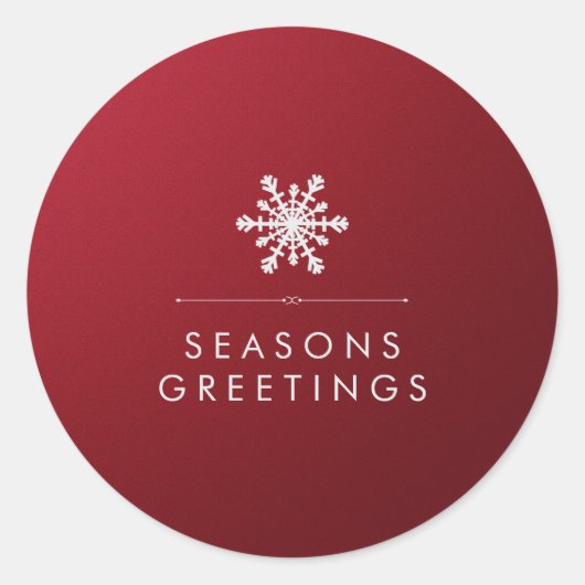 Rode Metallic Achtergrond en Zilveren Sneeuwvlok Ronde Sticker (Voorkant)