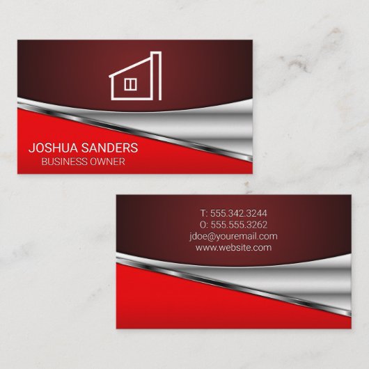 Rode Metallic Achtergrond | Makelaar Visitekaartje (Voorkant / Achterkant)