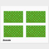 Rode Metallic Faux Folie Polka Dot Groene Achtergr Rechthoekige Sticker (Vel)