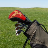 Rode Metallic Gouden Rijzende Phoenix Monogram Ini Golfheadcover (Insitu)