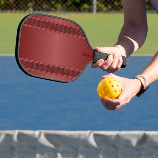 Rode Metallic Textuur Persoonlijk Monogram  Pickleball Paddle (Insitu)