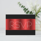 Rode Metallic zwarte RSVP Kaartje (Staand voorkant)