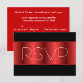 Rode Metallic zwarte RSVP Kaartje (Voorkant / Achterkant)
