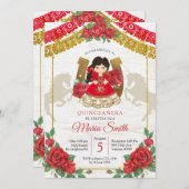 Rode Mexicaanse Charra Quinceañera Westerse Uitnod Kaart (Voorkant / Achterkant)