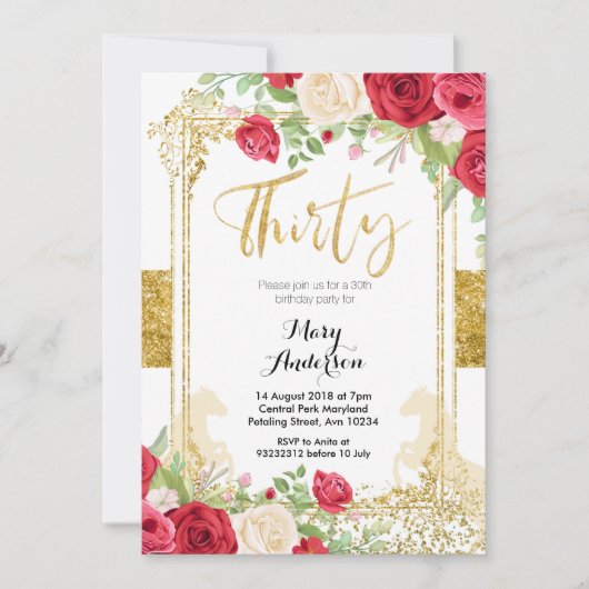 Rode Mexicaanse Fiesta Floral 30ste verjaardag Kaart (Voorkant)