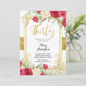 Rode Mexicaanse Fiesta Floral 30ste verjaardag Kaart (Staand voorkant)