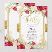 Rode Mexicaanse Fiesta Floral 30ste verjaardag Kaart (Voorkant / Achterkant)