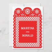 Rode Mexicaanse papel picado trouwkaart Aankondiging (Achterkant)