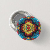 Rode Mexicaanse Talavera-tegel aardewerk  Ronde Button 3,2 Cm (Voorkant /achterkant)