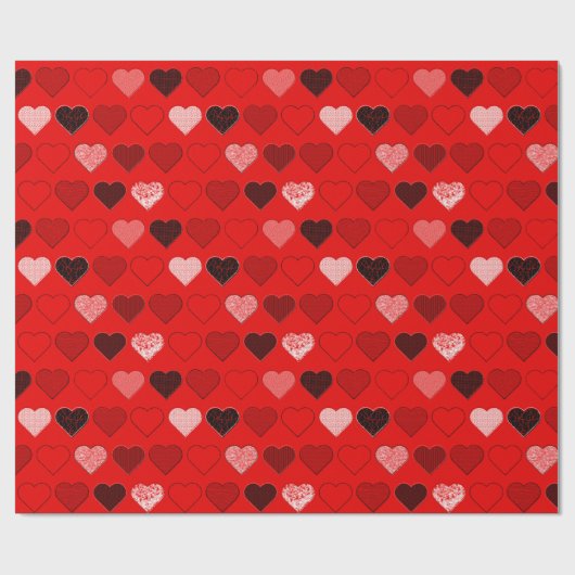 Rode Mid Century Modern Hearts Cadeaupapier (Vlak)