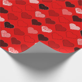 Rode Mid Century Modern Hearts Cadeaupapier