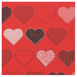 Rode Mid Century Modern Hearts Stof