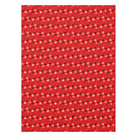 Rode Mid Century Modern Hearts Tafelkleed (Voorkant)