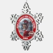Rode Middelbare School Football Speler Foto Custom Tin Sneeuwvlok Ornament (Rechts)