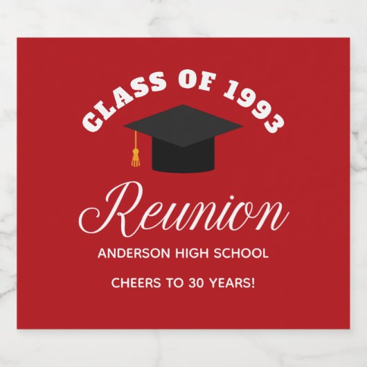 Rode middelbare school reünie gepersonaliseerde pa bier etiket (Enkel label)