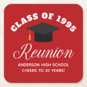 Rode middelbare school reünie gepersonaliseerde pa kartonnen onderzetters (Voorkant)