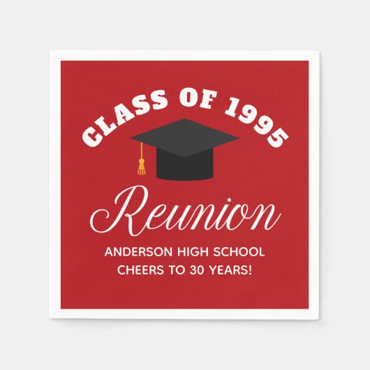 Rode middelbare school reünie gepersonaliseerde pa servet (Voorkant)