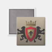 Rode middeleeuwse Lion Heraldry Magnet (Voorkant / Achterkant)